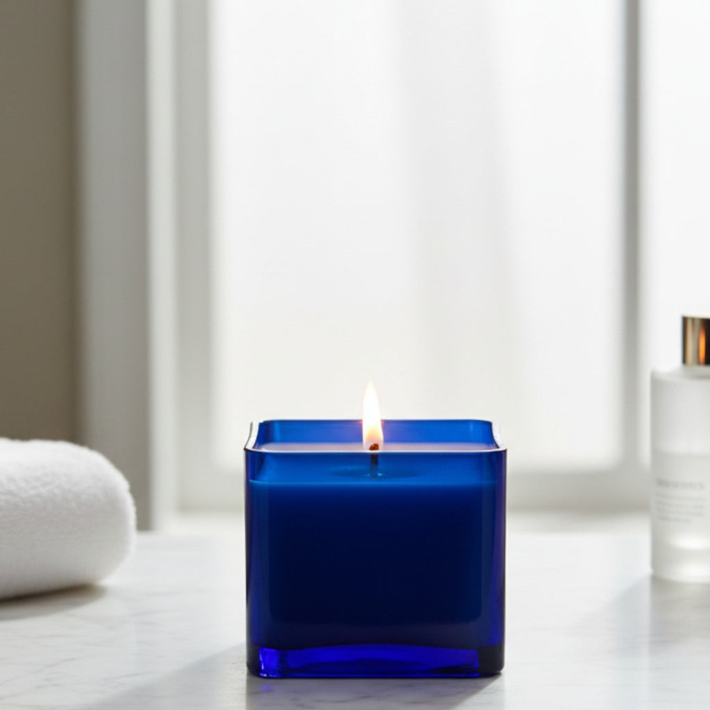 Blue Hour — Bergamot + Fresh Air + Cedar Candle (Cobalt Square Glass) — 18 oz