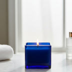 Blue Hour — Bergamot + Fresh Air + Cedar Candle (Cobalt Square Glass) — 18 oz