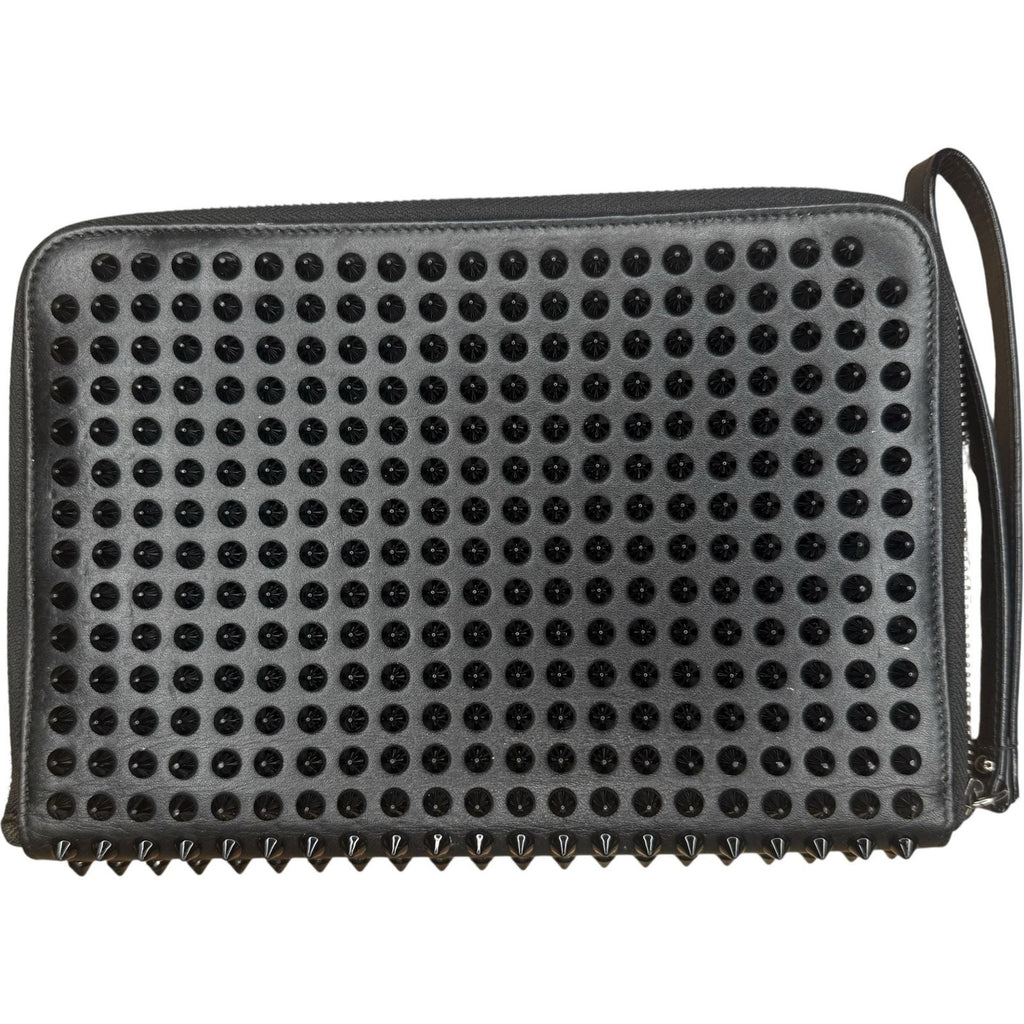 Christian Louboutin Black Spiked Leather Tablet Case Clutch
