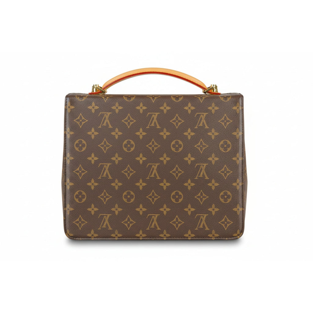 Louis Vuitton Monogram Monceau Top Handle Briefcase Bag Brown Vintage