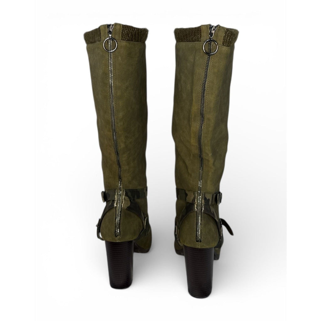 Suede Knee High Boots Green for Women for sale