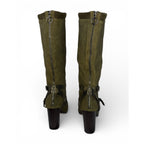 Suede Knee High Boots Green for Women for sale