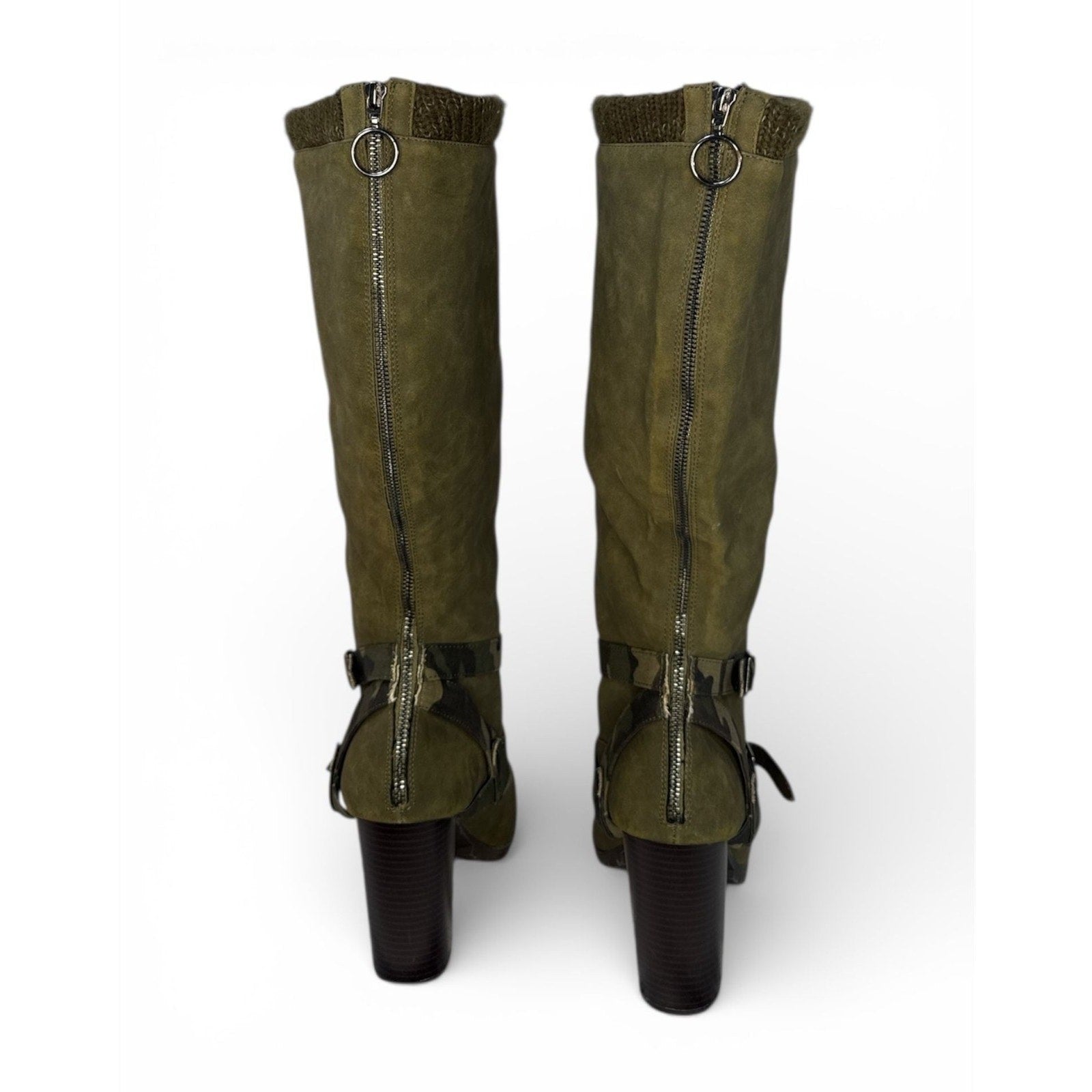 Suede Knee High Boots Green for Women for sale