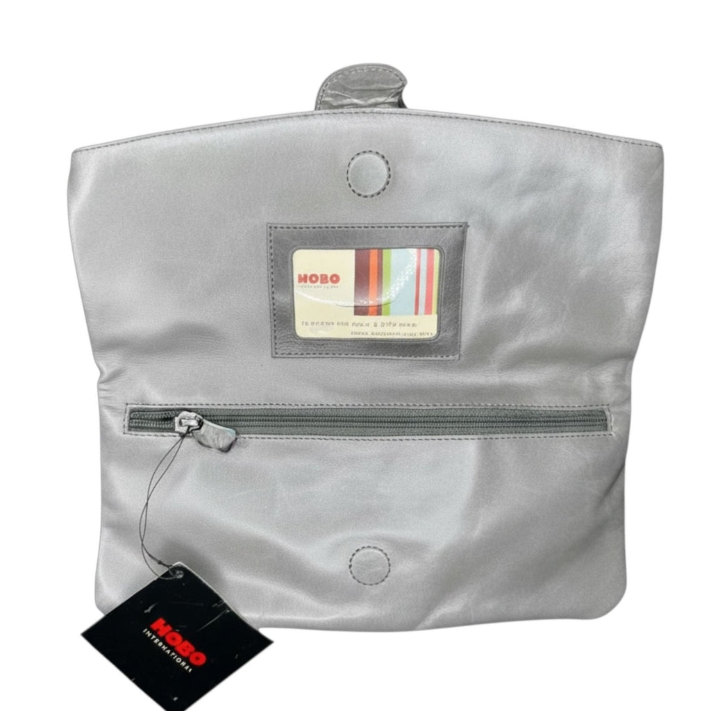 Hobo Silver Metallic Leather Folding Clutch