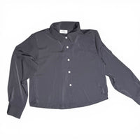 Jon & Anna Contemporary Grey Silky Cropped Long Sleeve Button Down Shirt