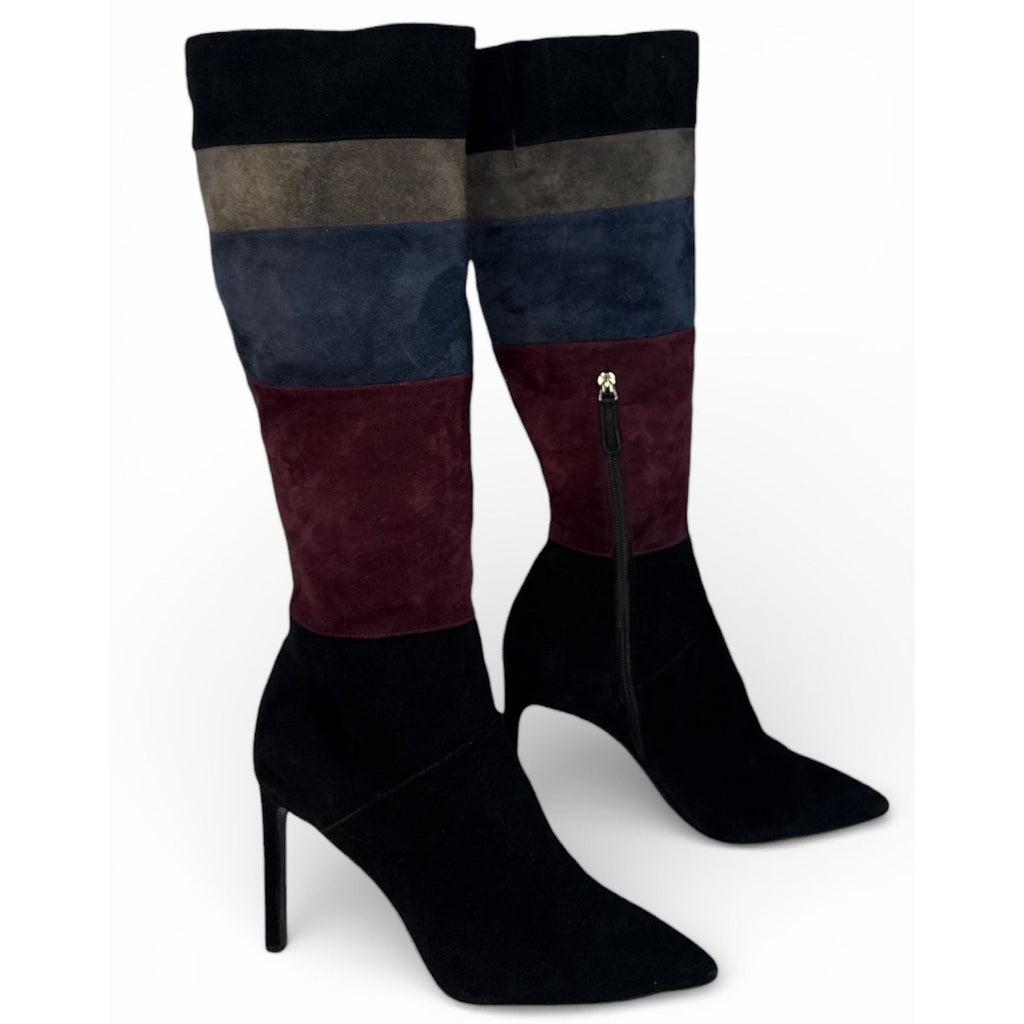 Nine West Toprank Colorblock Suede Stiletto Knee High Boots