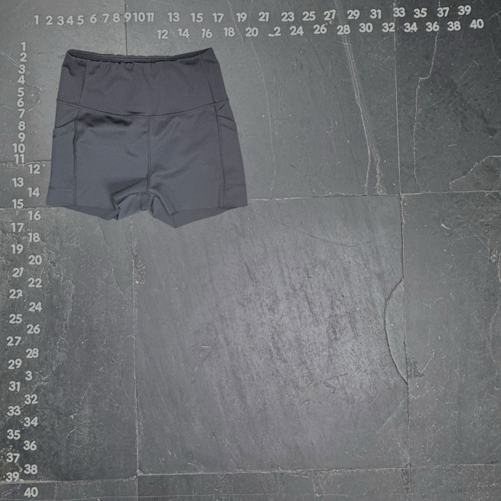DYCE ACTIVE Women's High Waisted Biker Shorts with Pockets Dark Gray Size Medium