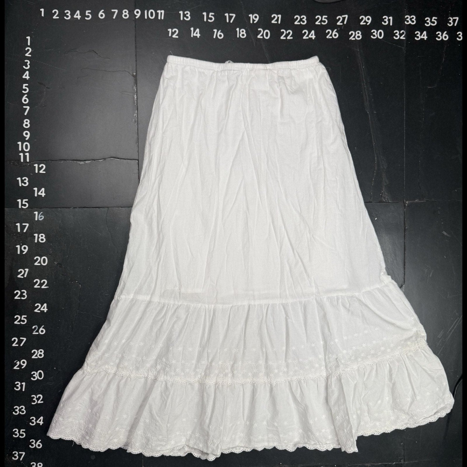 Brandy Melville White Izzy Tiered Eyelet Maxi Skirt One Size