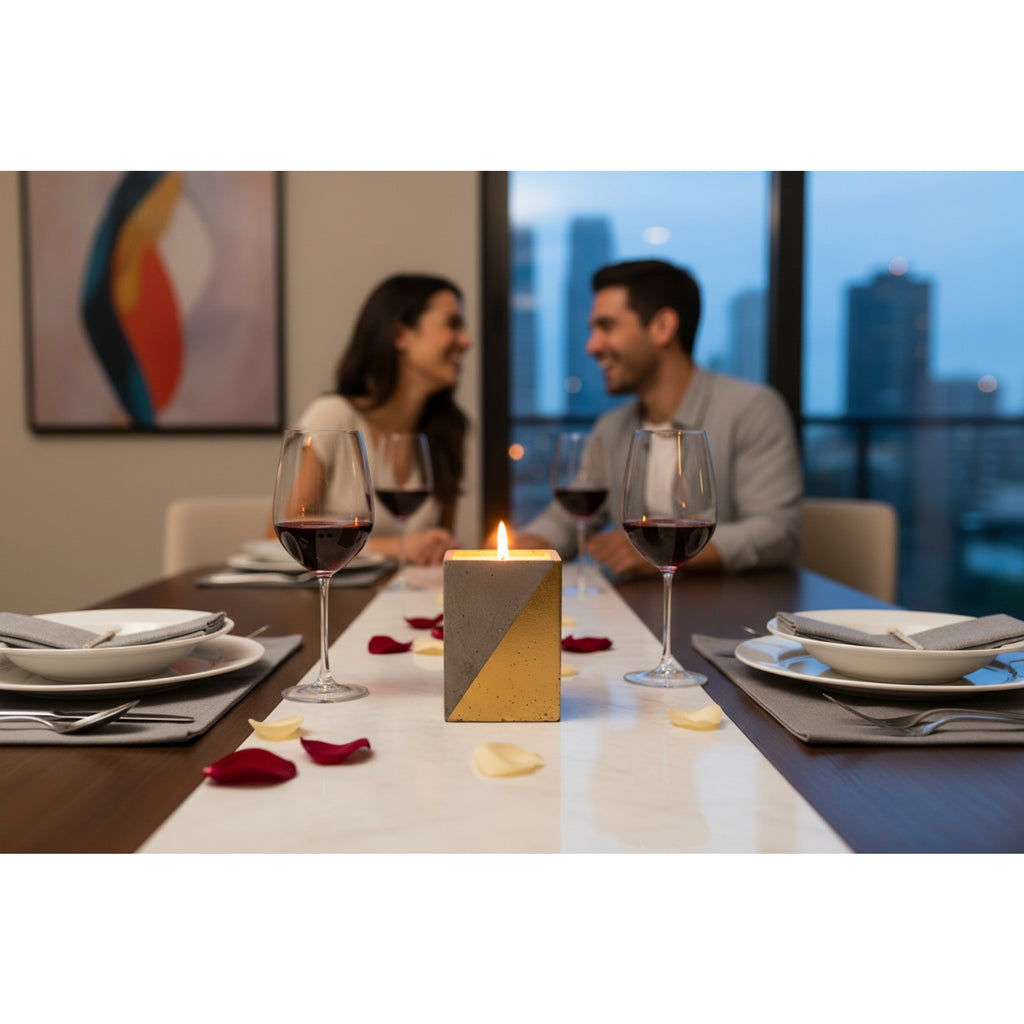 Quiet Sandalwood — Tall Rectangular Stone Candle (Sandalwood Calm Blend) — 12 oz / 20 oz