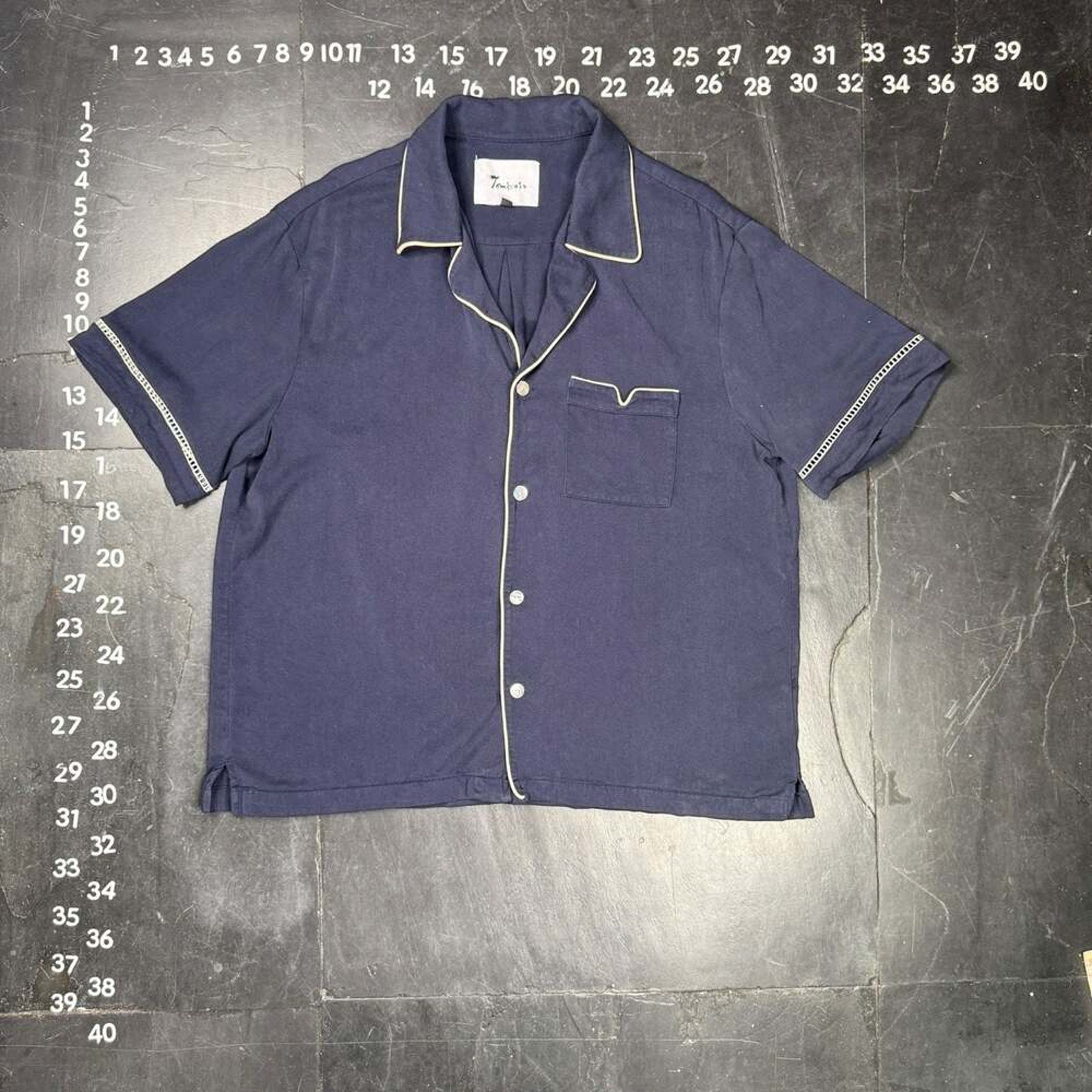 Tombolo 100% Tencel Navy Blue Short Sleeve Button Down Shirt Size XL