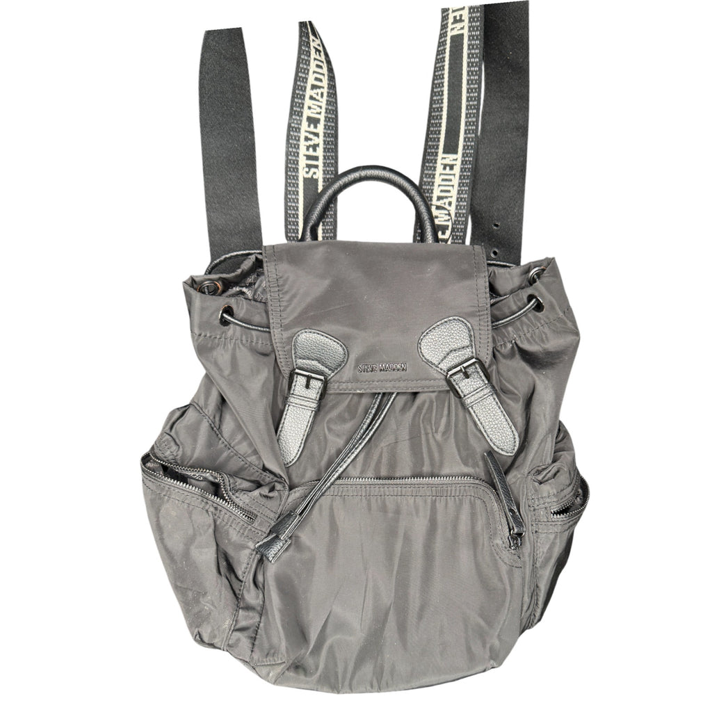 Steve Madden Black Nylon Backpack with Logo Straps