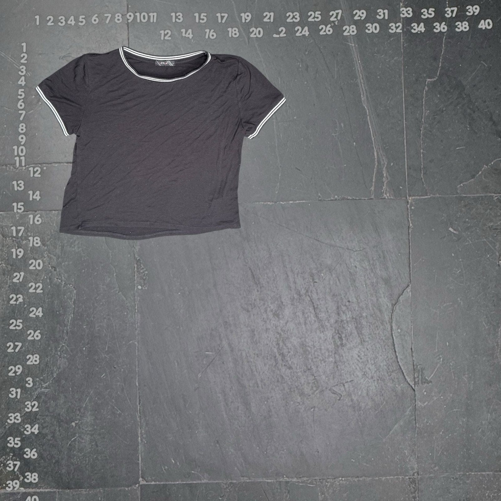 Level Up Women's Black Ringer Cropped Baby Tee with Stripe Detail