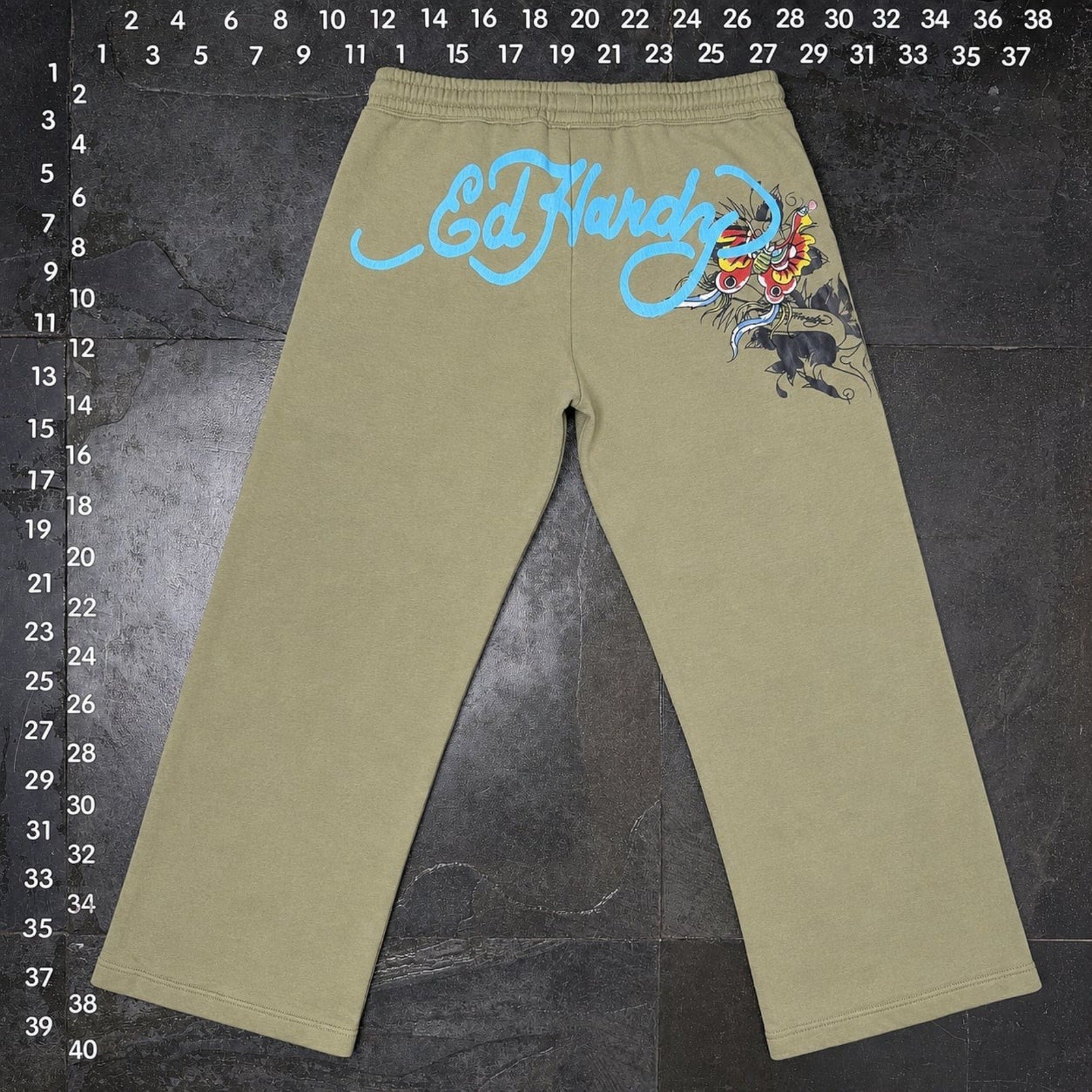 Ed Hardy Graphic Sweatpants Olive Green Size L