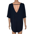 Torrid Super Soft Knit T-Shirt Black V-Back Strappy Detail Size 1