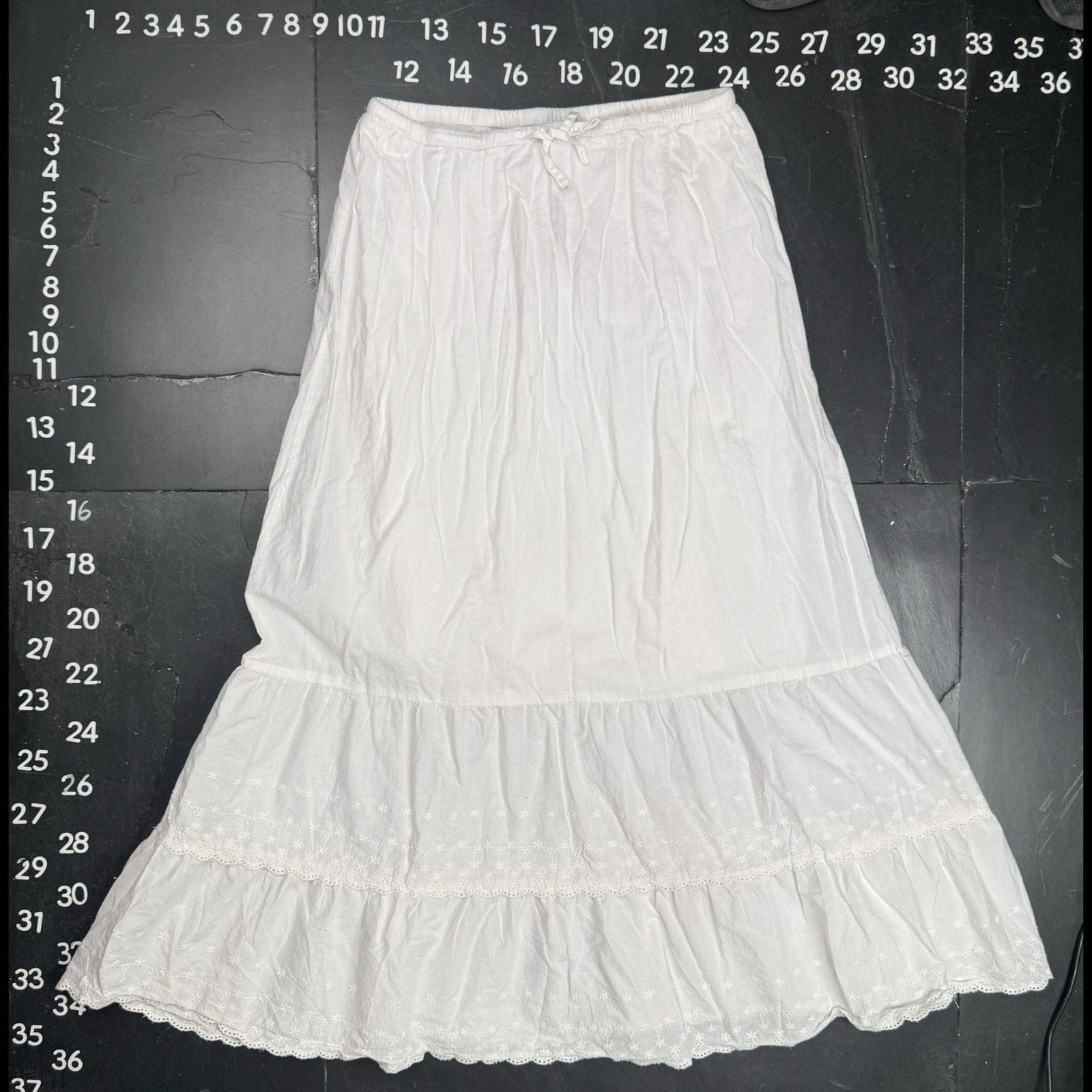 Brandy Melville White Izzy Tiered Eyelet Maxi Skirt One Size