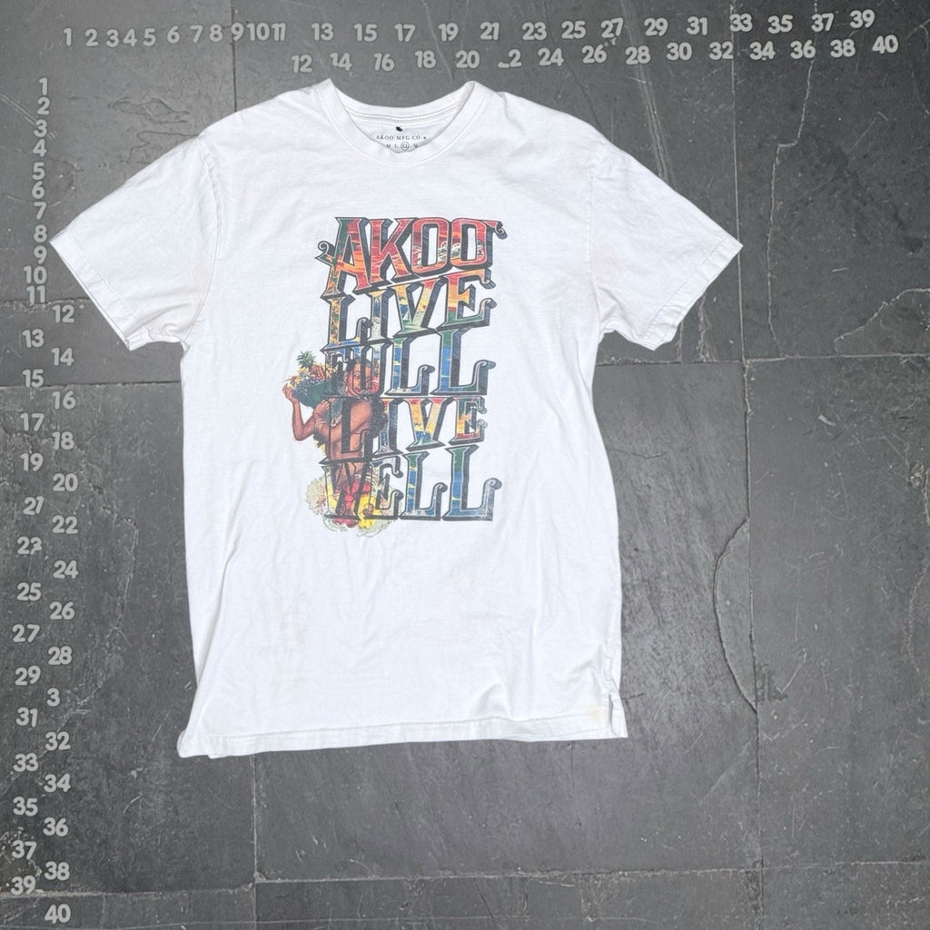 AKOO Live Full Live Well Graphic White T-Shirt XL