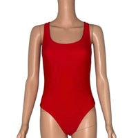 Classic Red Scoop Neck Low Back One Piece Swimsuit