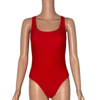 Classic Red Scoop Neck Low Back One Piece Swimsuit