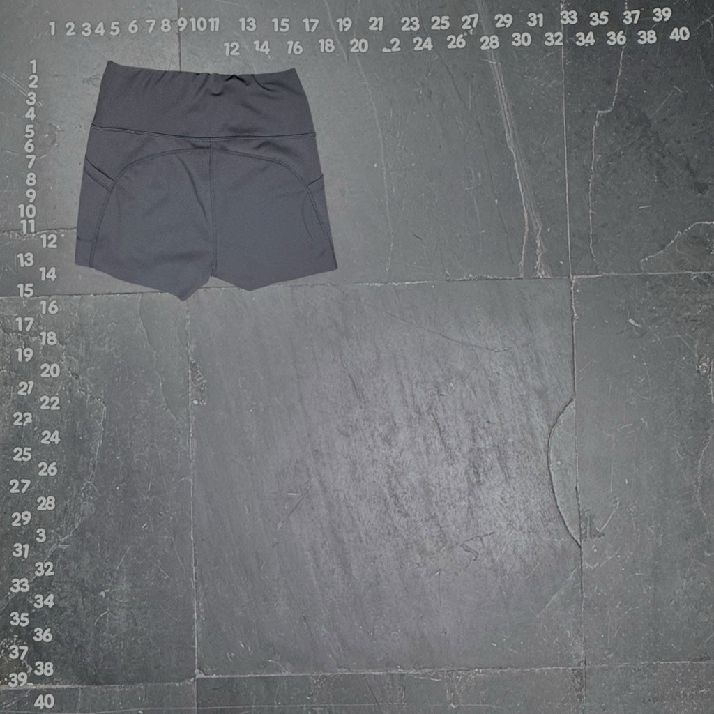 DYCE ACTIVE Women's High Waisted Biker Shorts with Pockets Dark Gray Size Medium