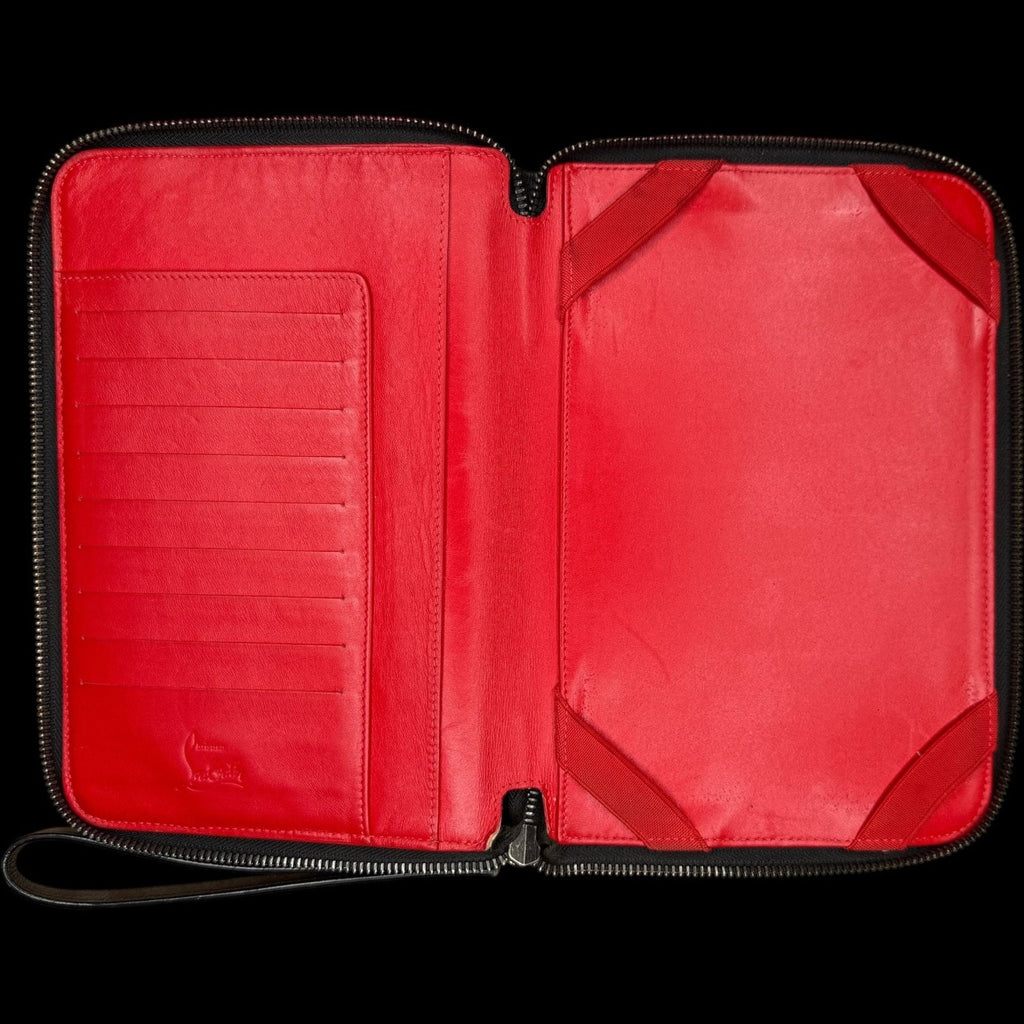 Christian Louboutin Black Spiked Leather Tablet Case Clutch
