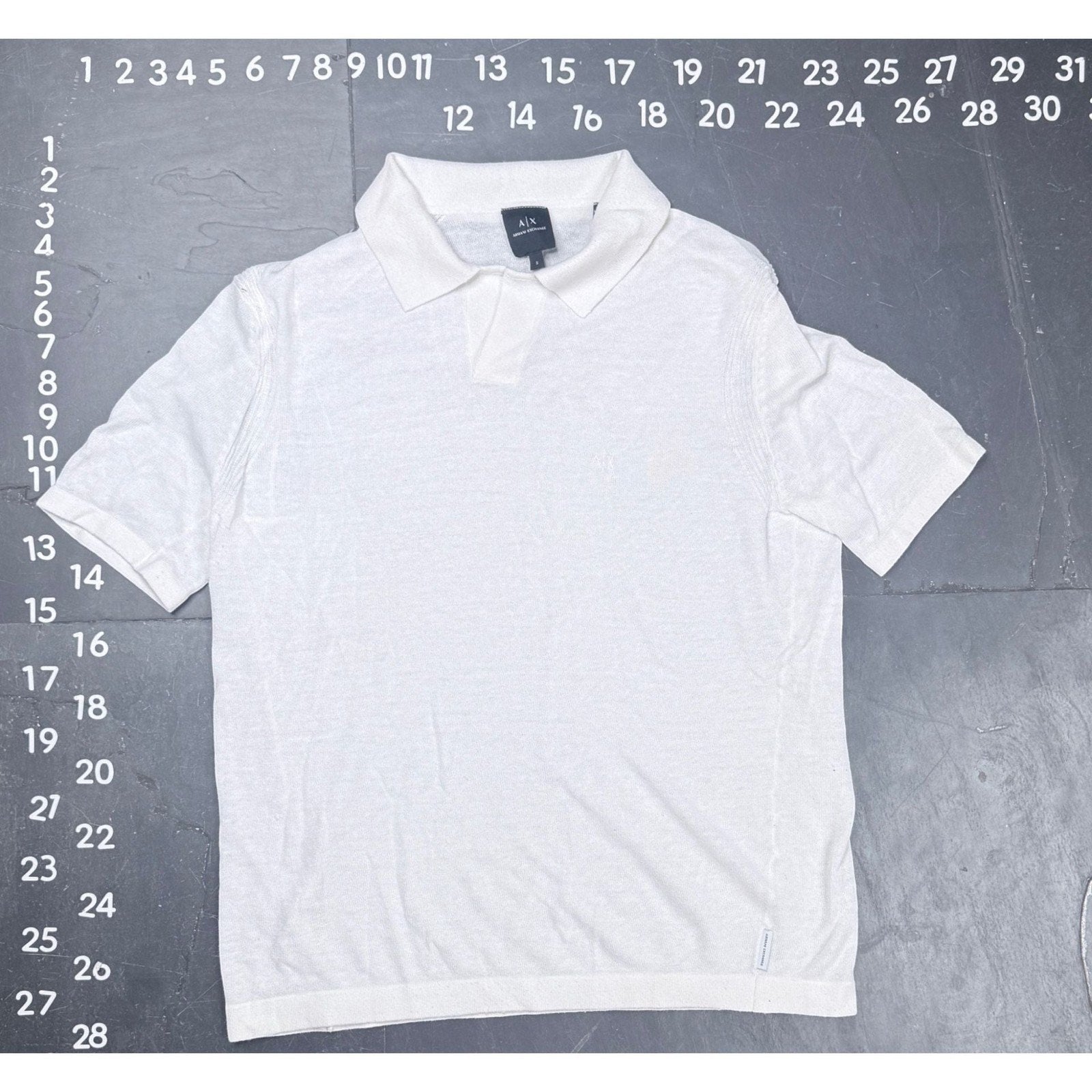 Armani Exchange White Knit Short Sleeve Polo Shirt Size S