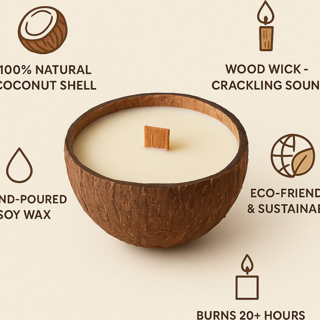 Coconut Reserve — Toasted Coconut + Vanilla Cream Candle (Coconut Shell Vessel) — 5 oz