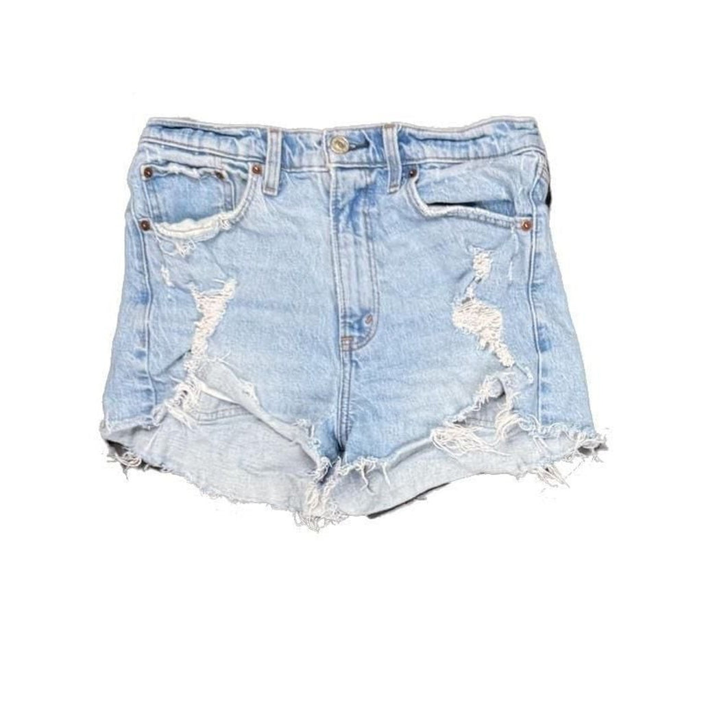 Abercrombie & Fitch High Rise Mom Short Distressed Denim Size 28/6