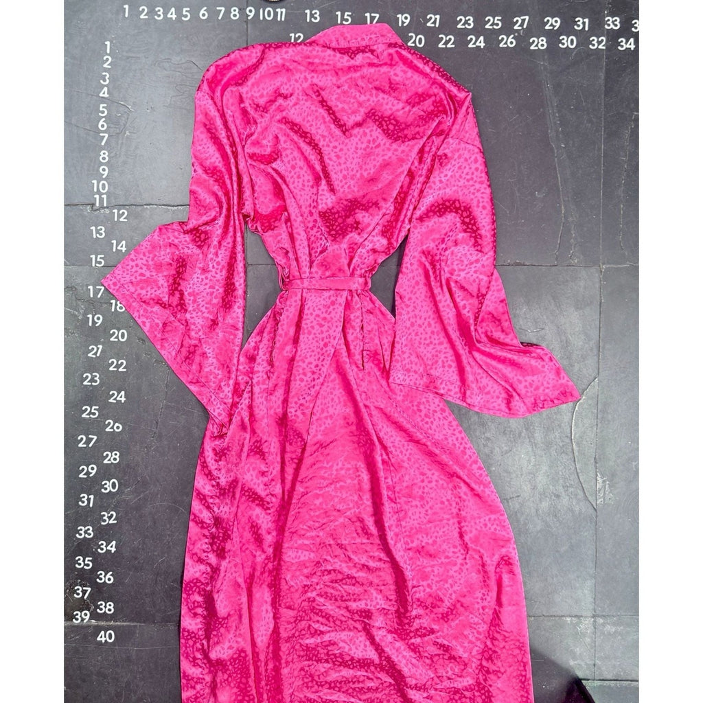 INC International Concepts Intimates Pink Animal Print Satin Long Robe Size S