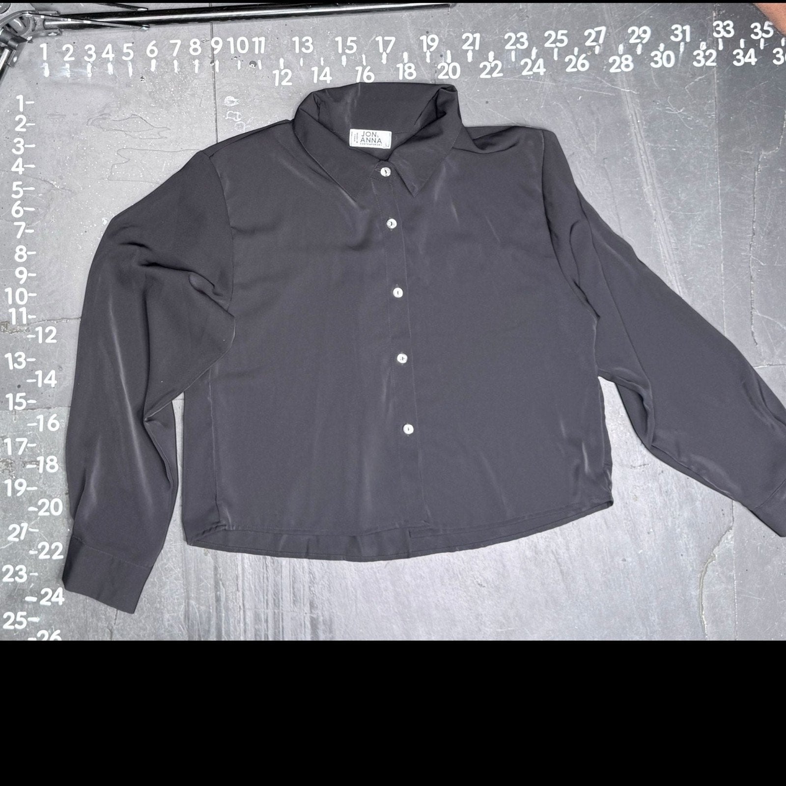 Jon & Anna Contemporary Grey Silky Cropped Long Sleeve Button Down Shirt