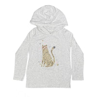Carter's Girls Grey Heathered Leopard Graphic Long Sleeve Hooded Tee