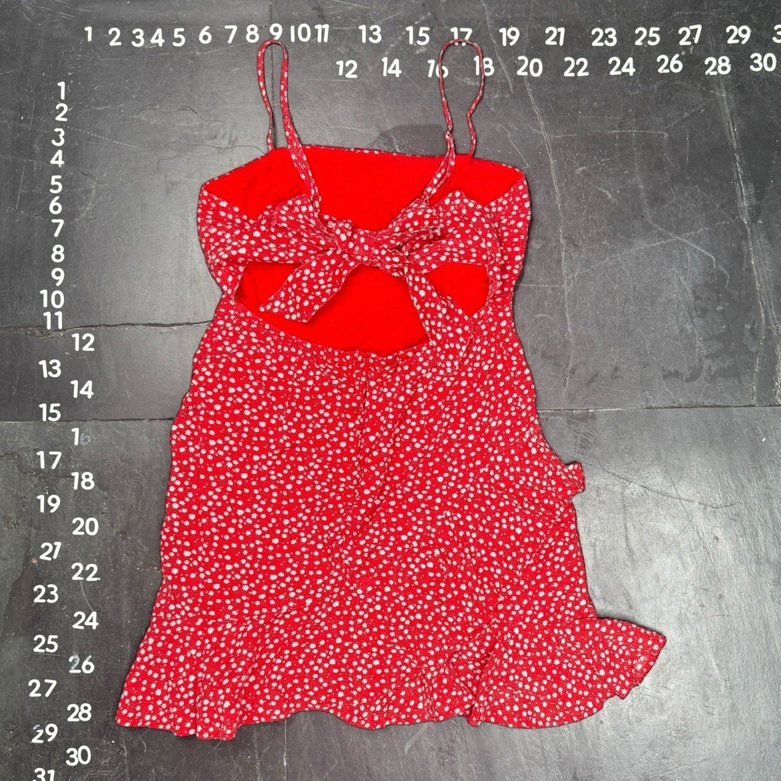 Polly Red Floral Print Tie Back Mini Dress Size AU 12 US 8