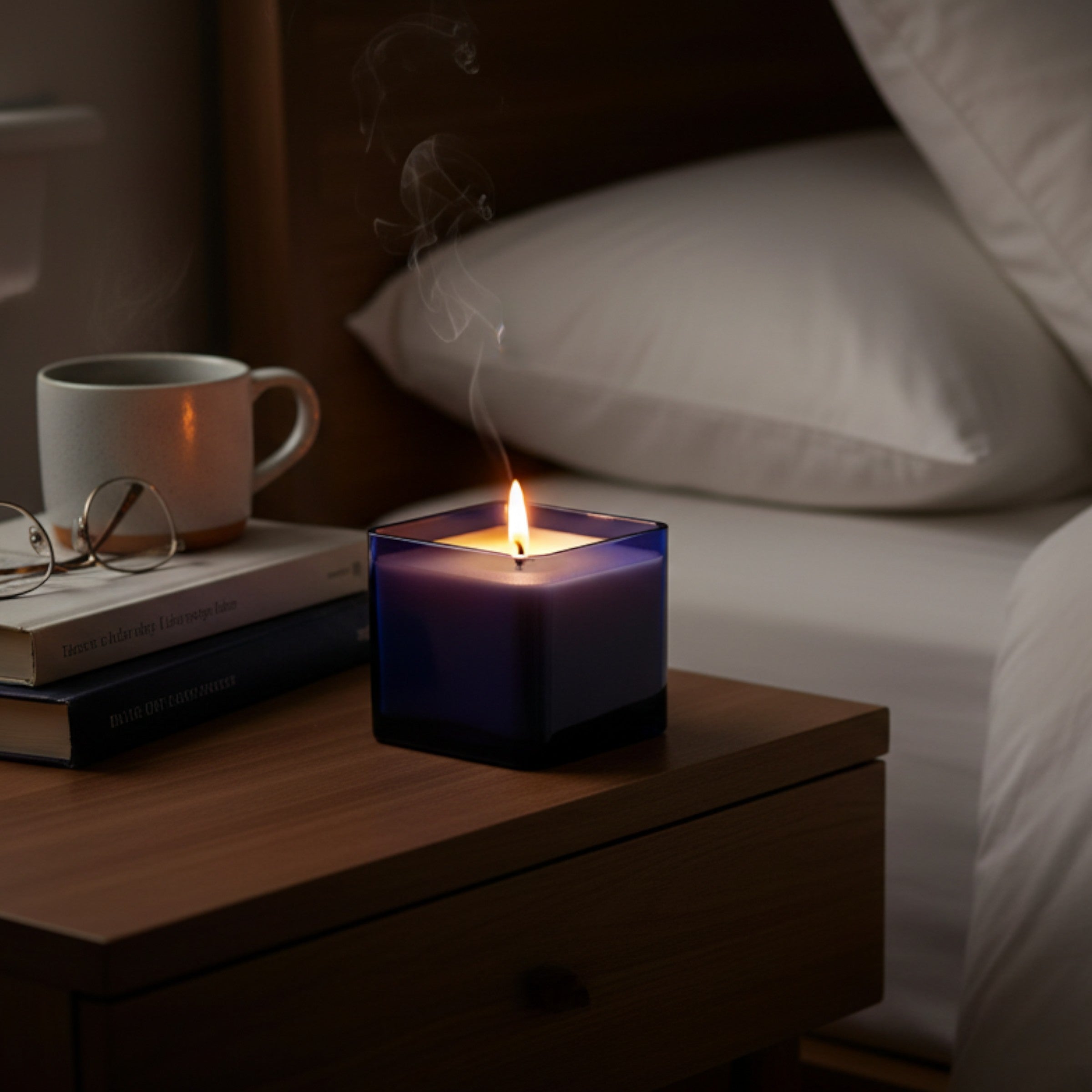 Blue Hour — Bergamot + Fresh Air + Cedar Candle (Cobalt Square Glass) — 18 oz