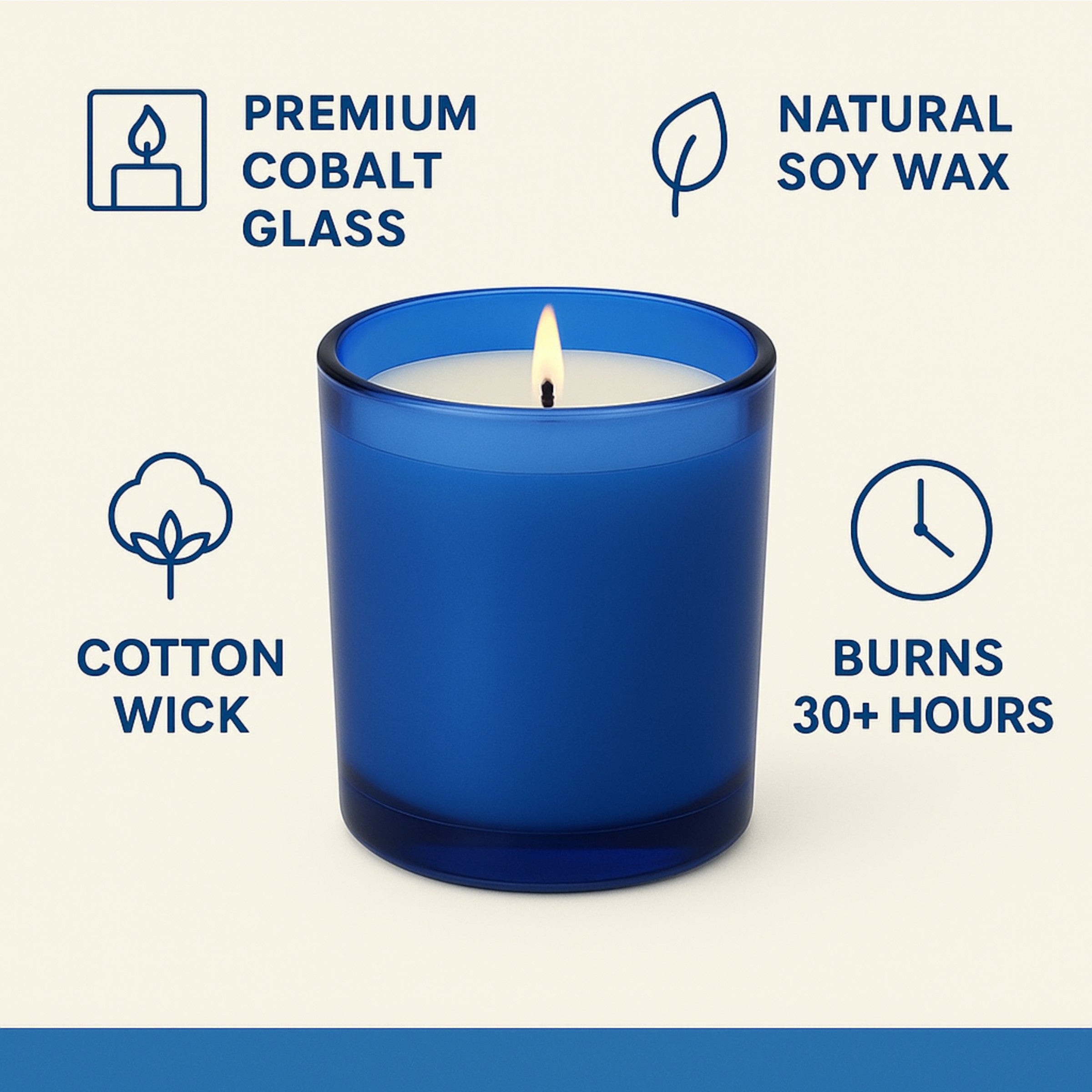 Blue Hour — Bergamot + Fresh Air + Cedar Candle (Cobalt Square Glass) — 18 oz