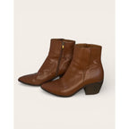 Franco Sarto Women's Cognac Leather Pointed Toe Ankle Booties