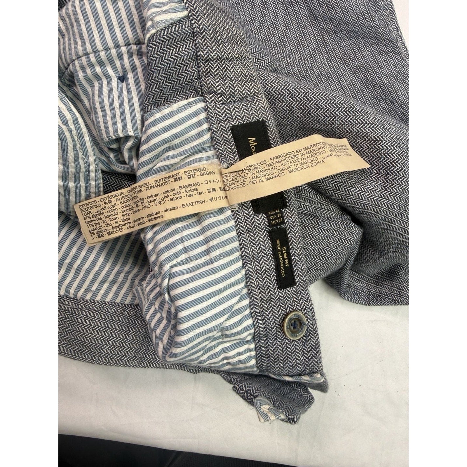 Massimo Dutti Gray Herringbone Slim Fit Chino Trousers size 32