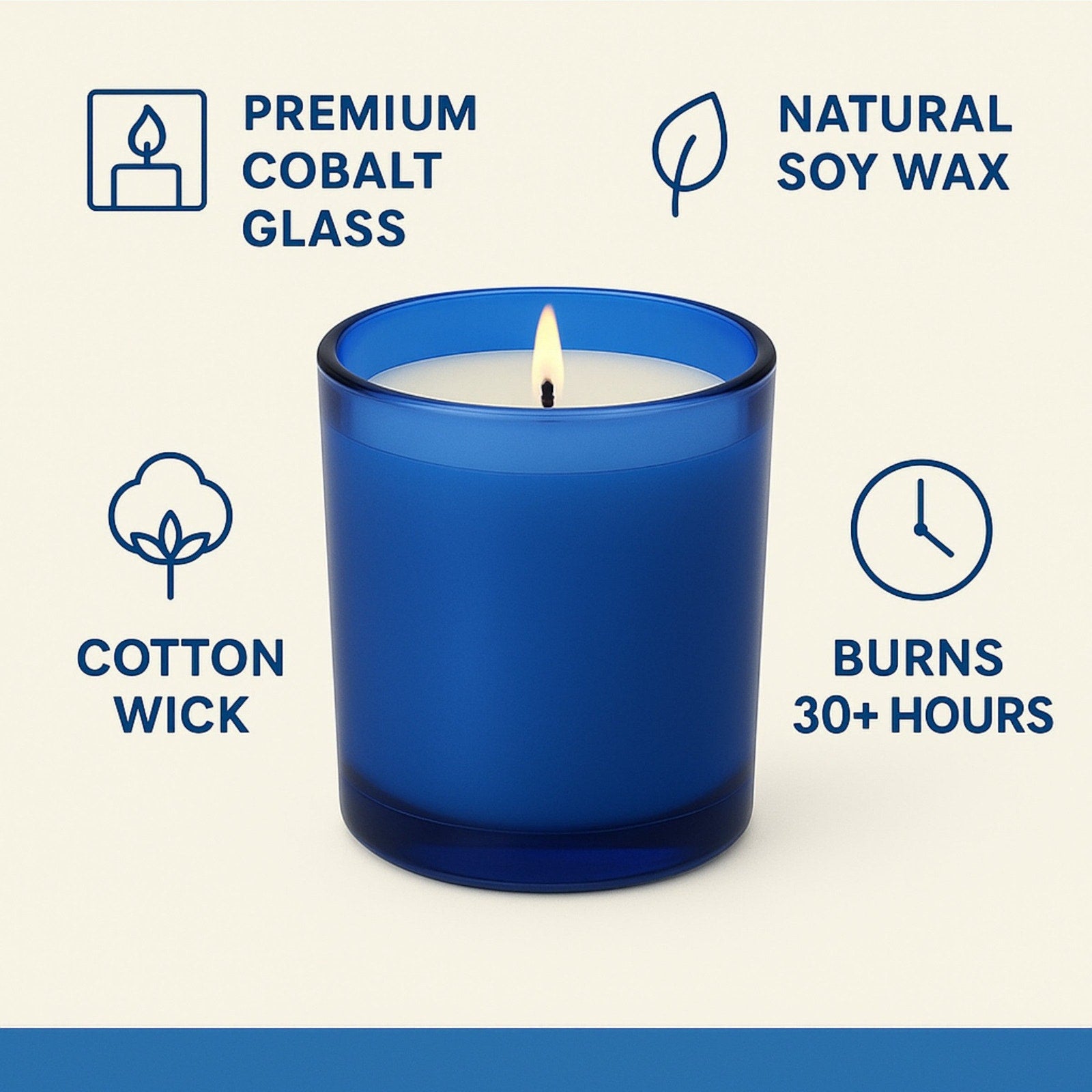 Blue Hour — Bergamot + Fresh Air + Cedar Candle (Cobalt Square Glass) — 18 oz