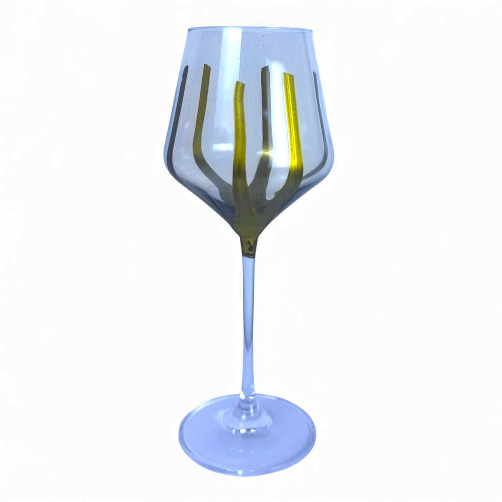 Hand Painted Gold Wine Glasses – Set of 4 | Luxury Modern Stemware for Dinner Parties, Holidays & Gifts | Unique Decorative Wine Glass Set | Hand Wash Only | Fast 2-Day Shipping