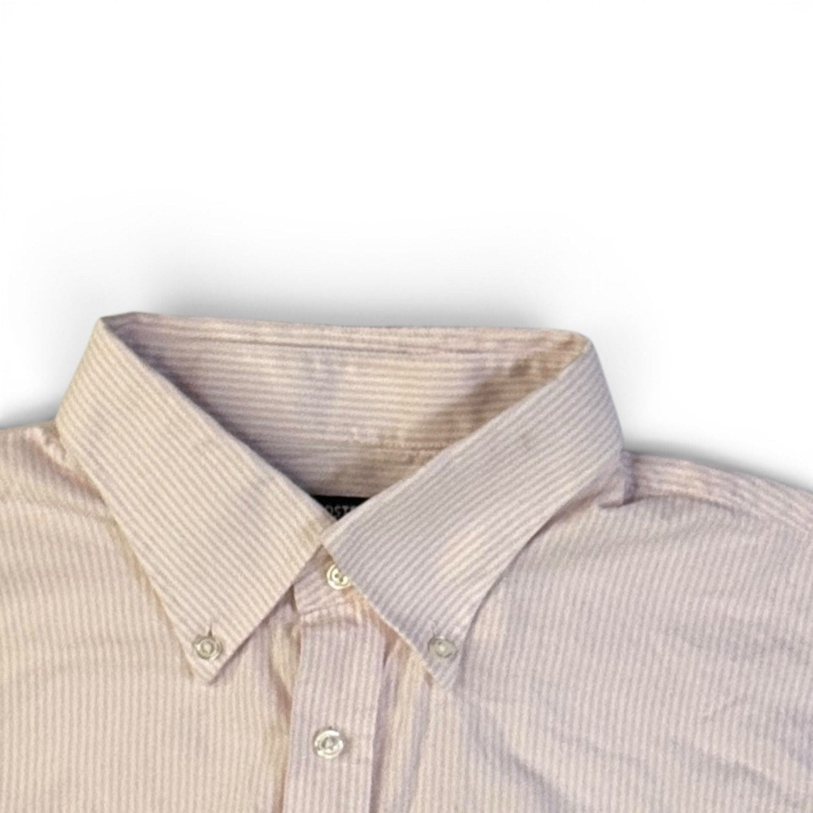 Nordstrom Trim Fit Pink Striped Button Down Dress Shirt Size 16.5 36/37