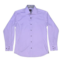Absolute Rebellion Slim Fit Purple Dress Shirt with Paisley Contrast Collar