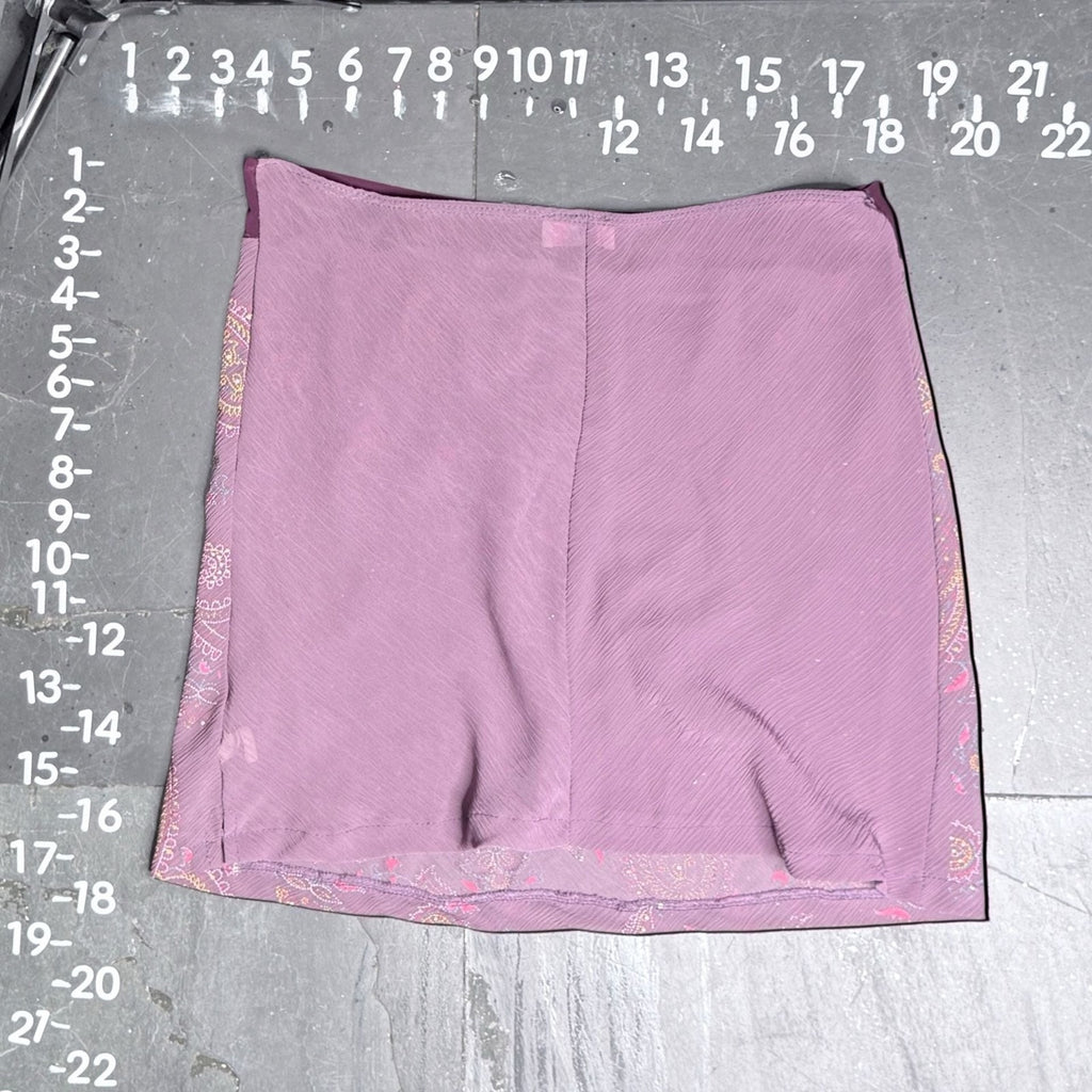 Vintage Y2K Charlotte Russe Purple Paisley Glitter Mesh Mini Skirt