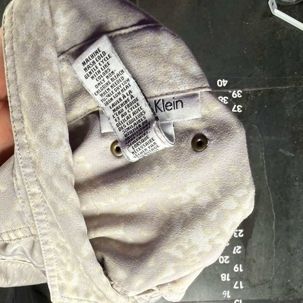 Calvin Klein Snakeskin Print Roll-Tab Sleeve Utility Button Down Shirt
