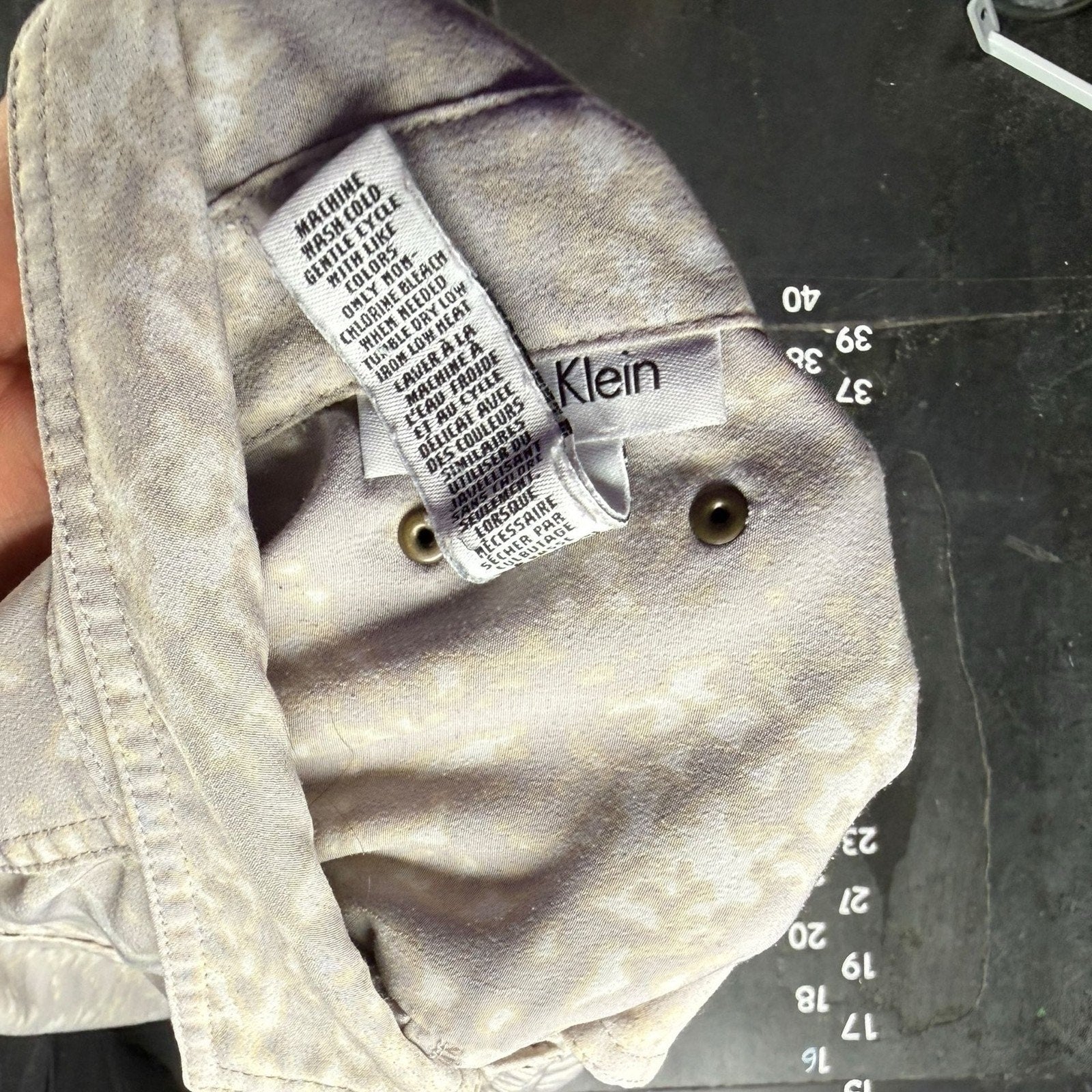 Calvin Klein Snakeskin Print Roll-Tab Sleeve Utility Button Down Shirt