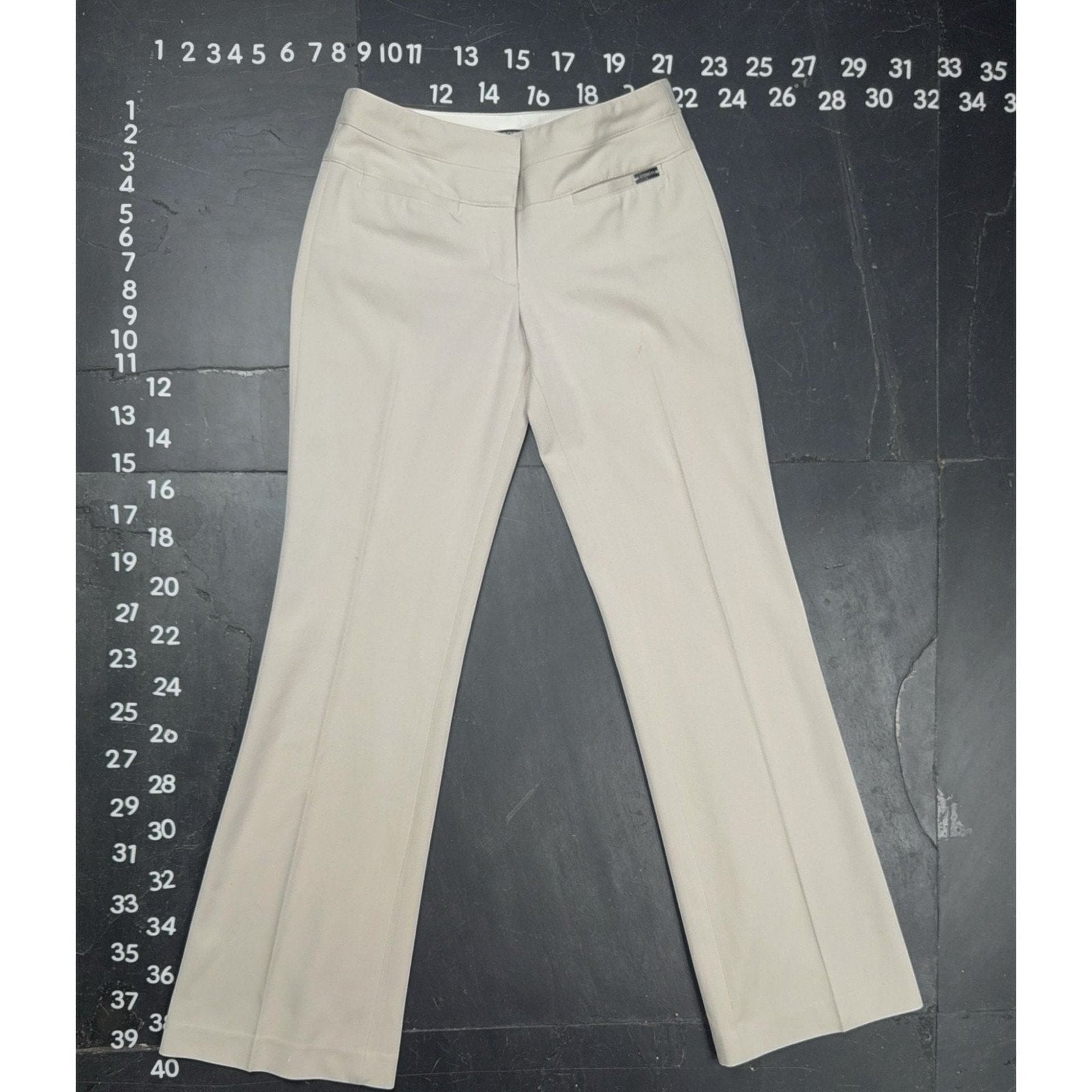 Express Editor Beige Flare Leg Dress Pants