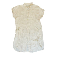 Vintage Papillon Linen Lace Trim Button Down Tunic Top - Cream Size L