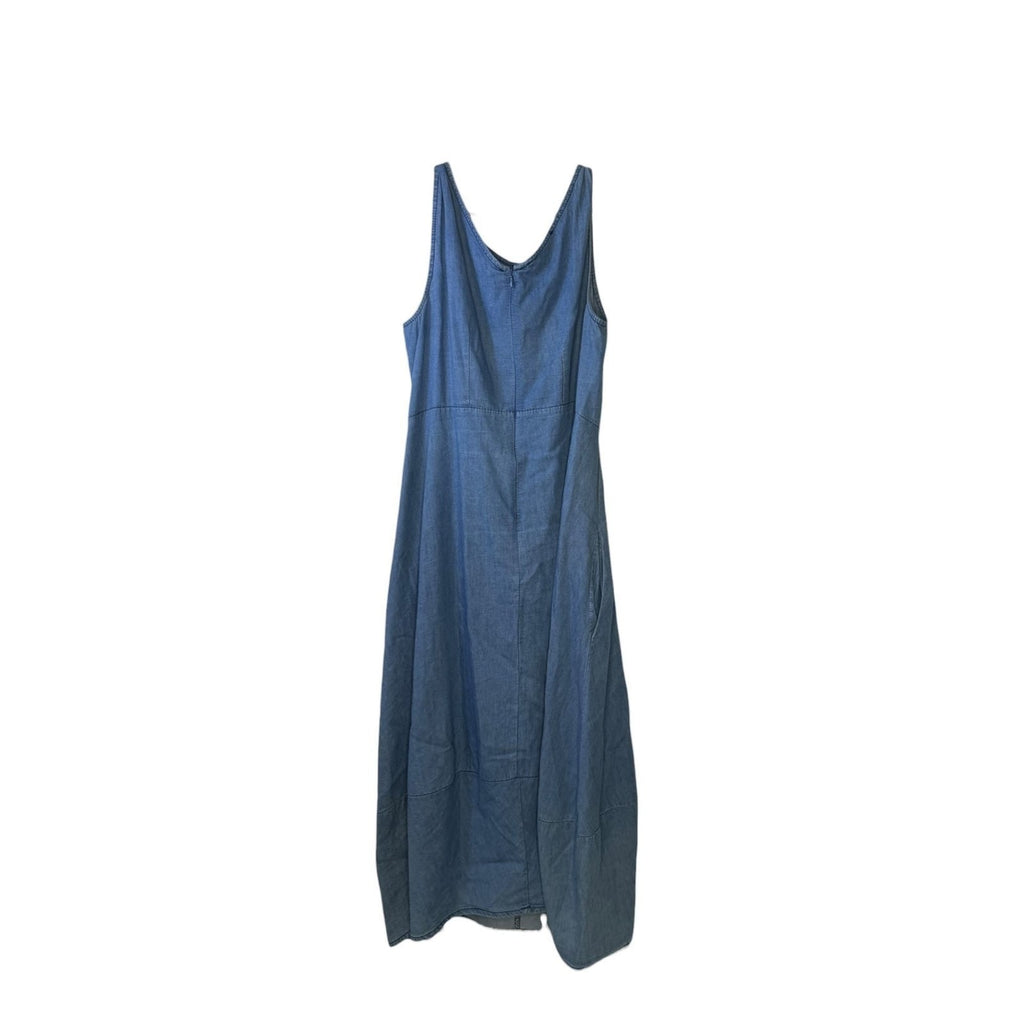 Rosarosae Made In Italy Blue Denim Sleeveless Maxi A-Line Dress