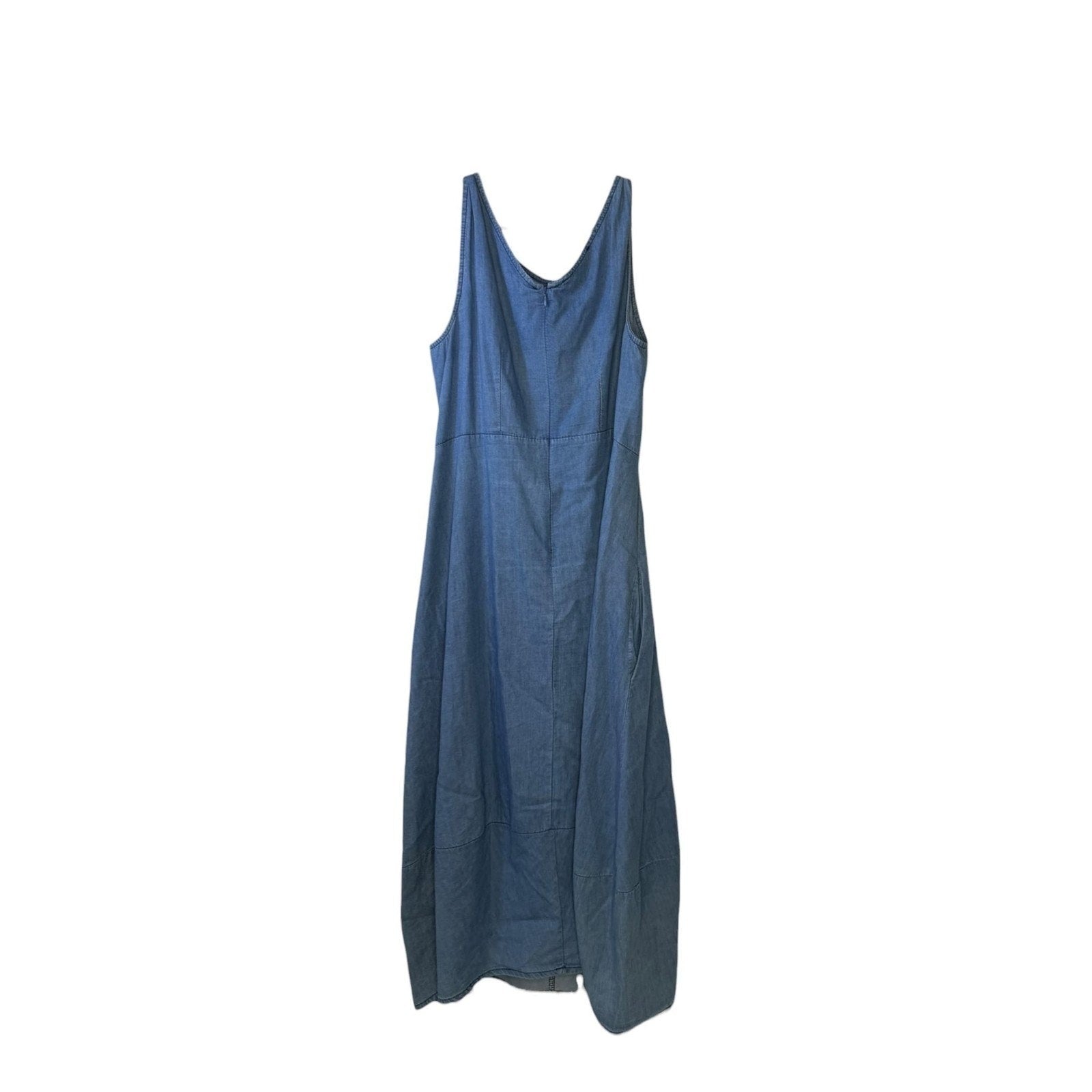 Rosarosae Made In Italy Blue Denim Sleeveless Maxi A-Line Dress