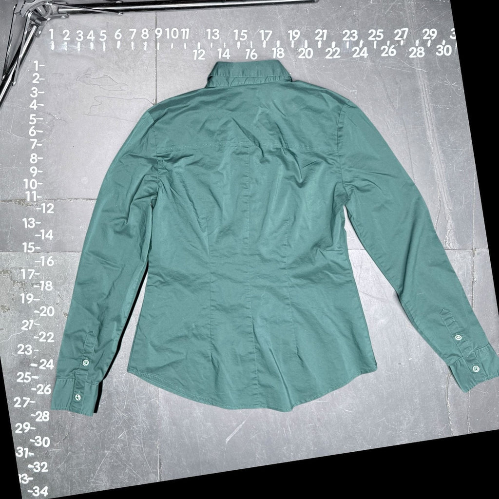 New York & Company 7th Avenue Design Studio Teal Button Down Long Sleeve Shirt X