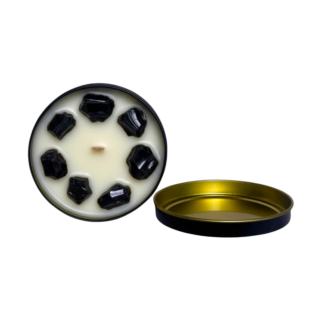 Santal Noir Luxury Soy Wax Crystal Candle  8 oz