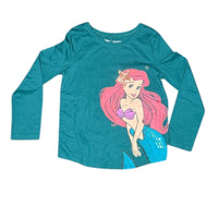 Disney Girls Ariel The Little Mermaid Sequin Accent Long Sleeve Shirt - Teal