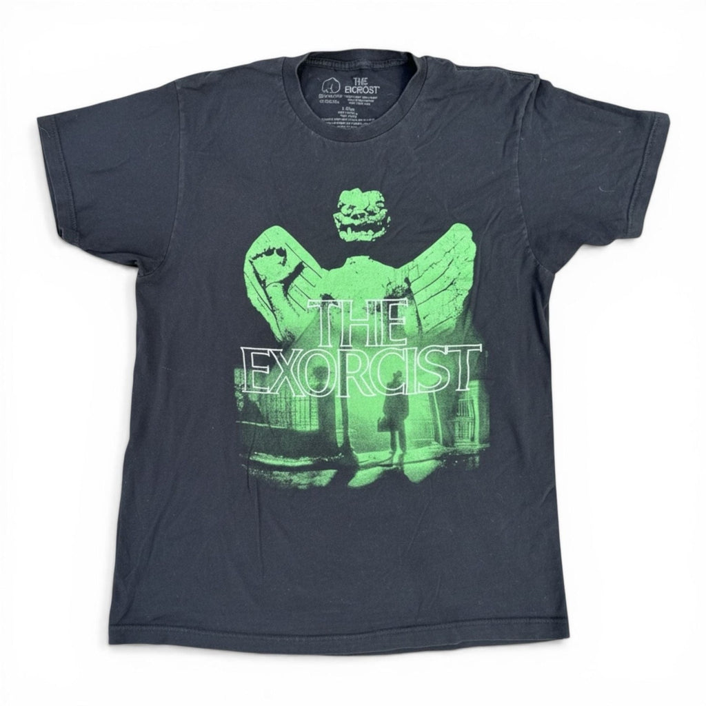 The Exorcist Men's Graphic T-Shirt Neon Green Pazuzu Statue Poster Art Black Siz